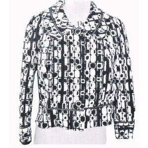 Vintage 90's 600 West Woman's Jacket Black & White Button Front Belted Sz M